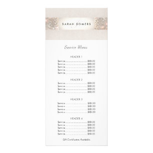 Turquoise and Silver Sequin Price List Menu
