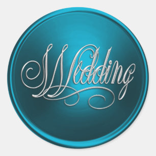 Turquoise and Silver Wedding Envelope Seal