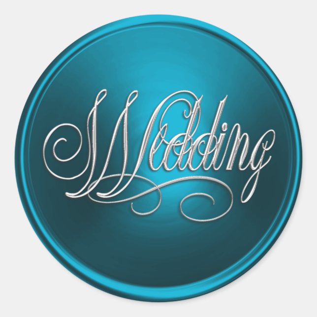 Turquoise and Silver Wedding Envelope Seal (Front)