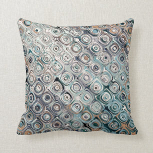 Turquoise And Tan Circles Pattern Cushion