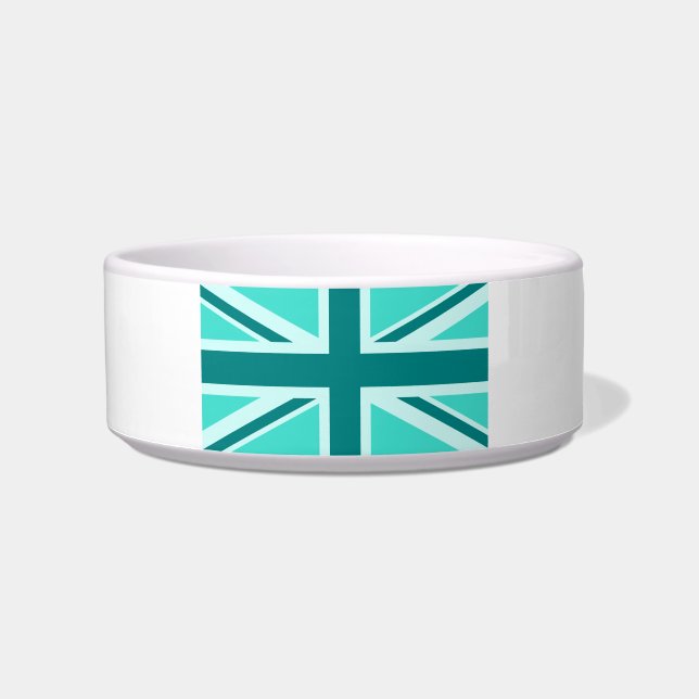 Turquoise and Teal Union Jack 2 Bowl (Front)