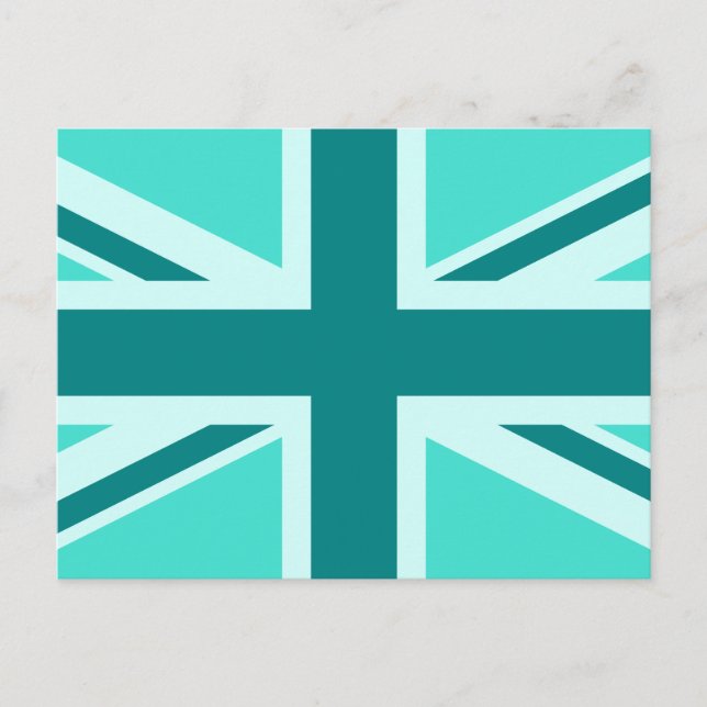 Turquoise and Teal Union Jack 2 Postcard (Front)