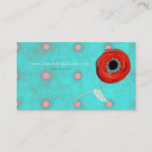 Turquoise and Vintage Pink Polka Dots Business Card