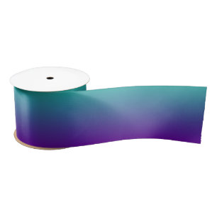 Turquoise and Violet Purple Ombre Satin Ribbon