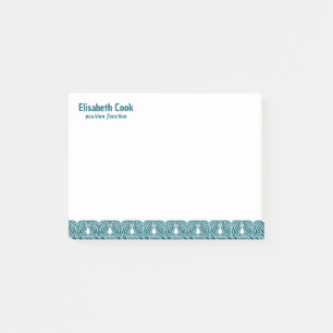 Turquoise and White Art Deco Pattern, Custom Text Post-it Notes