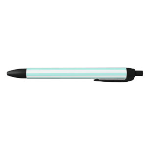 Turquoise and white candy stripes black ink pen