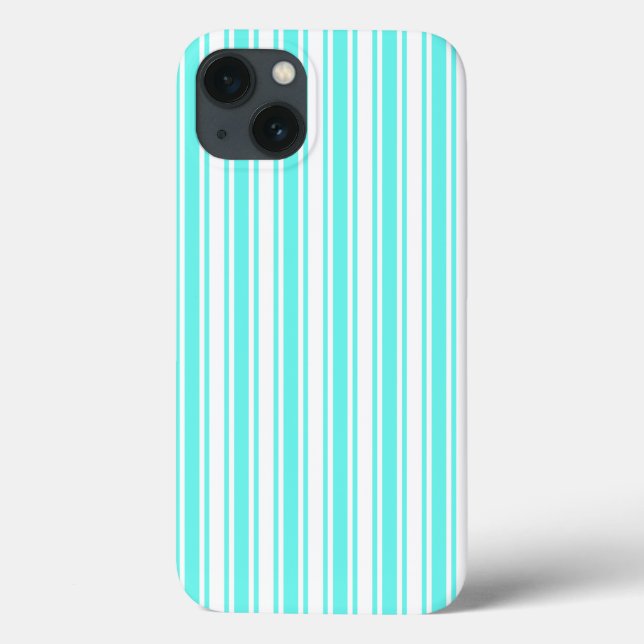 Turquoise and white candy stripes Case-Mate iPhone Case (Back)
