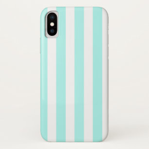 Turquoise and white candy stripes iPhone x case