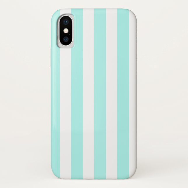 Turquoise and white candy stripes Case-Mate iPhone case (Back)