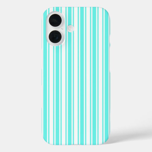 Turquoise and white candy stripes Case-Mate iPhone case (Back)