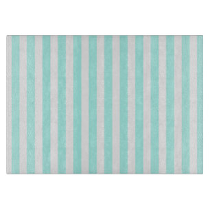 Turquoise and white candy stripes cutting board