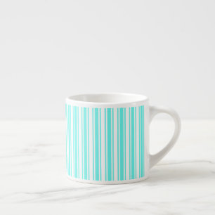 Turquoise and white candy stripes espresso cup