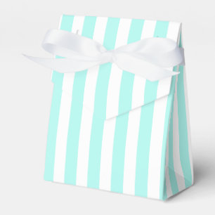 Turquoise and white candy stripes favour box