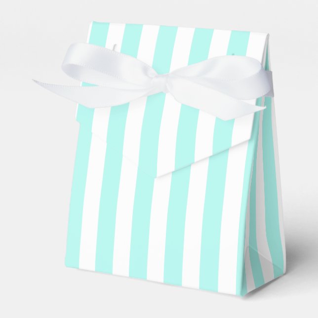 Turquoise and white candy stripes favour box (Front Side)