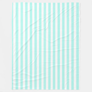 Turquoise and white candy stripes fleece blanket