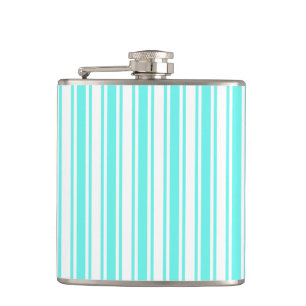 Turquoise and white candy stripes hip flask