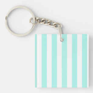 Turquoise and white candy stripes key ring