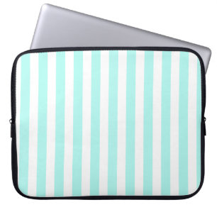Turquoise and white candy stripes laptop sleeve
