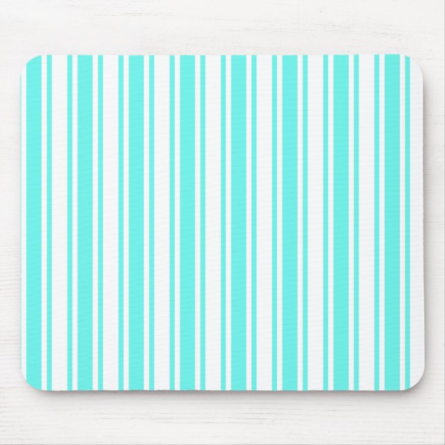 Turquoise and white candy stripes mouse pad (Front)