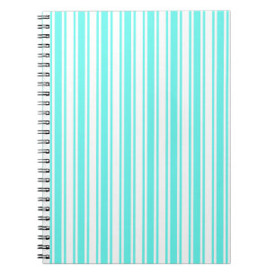Turquoise and white candy stripes notebook