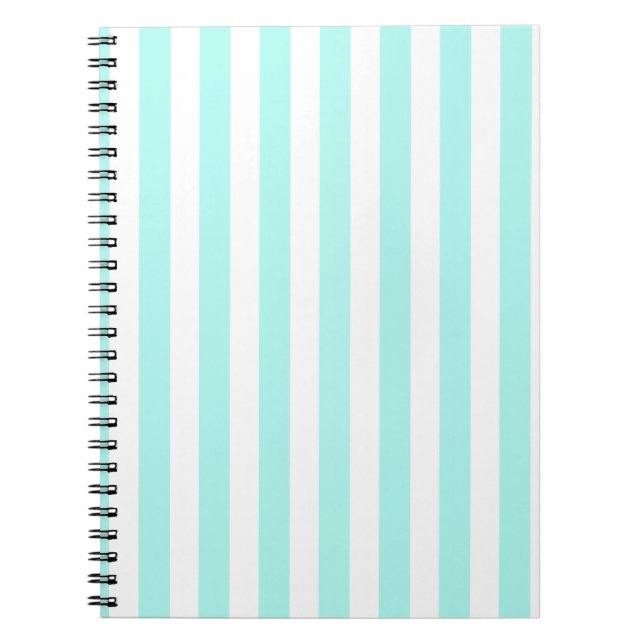 Turquoise and white candy stripes notebook (Front)