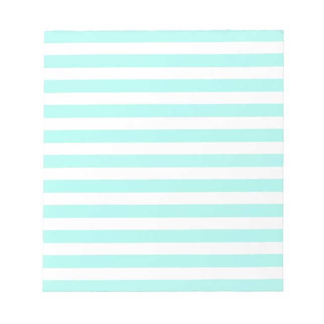 Turquoise and white candy stripes notepad (Front)