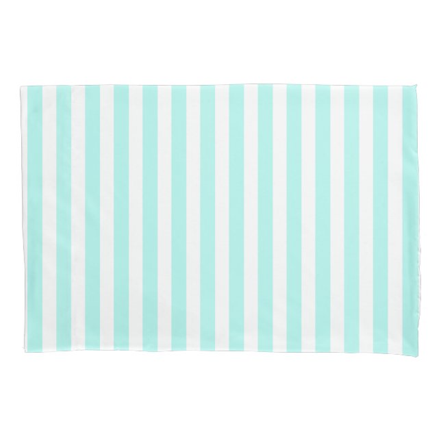 Turquoise and white candy stripes pillowcase (Front)