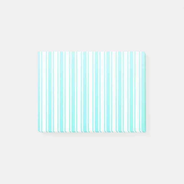 Turquoise and white candy stripes post-it notes (Front)