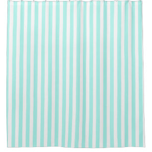 Turquoise and white candy stripes shower curtain