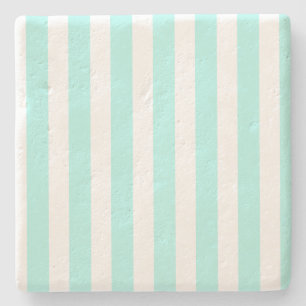 Turquoise and white candy stripes stone coaster
