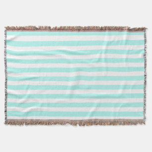 Turquoise and white candy stripes throw blanket