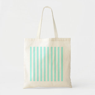Turquoise and white candy stripes tote bag