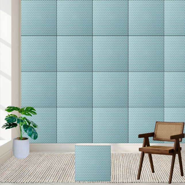 Turquoise and White Chevron - Modern Zigzag  Ceramic Tile (Turquoise and White Chevron - Modern Zigzag Ceramic Tile)