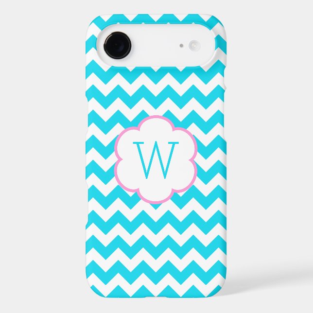 Turquoise and white chevron monogram iPod touch 5G cover (Back)