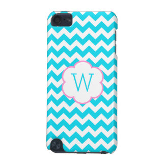Turquoise and white chevron monogram iPod touch 5G cover
