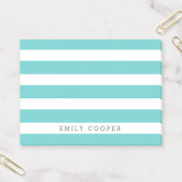 Turquoise and White Classic Stripes Monogram