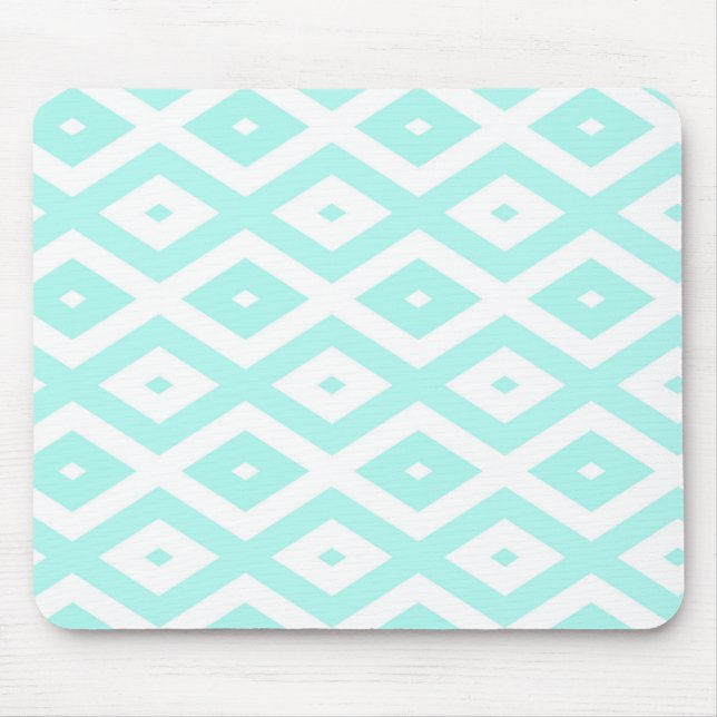 Turquoise and white diamond pattern mouse pad (Front)