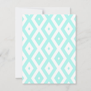 Turquoise and white diamond pattern RSVP card