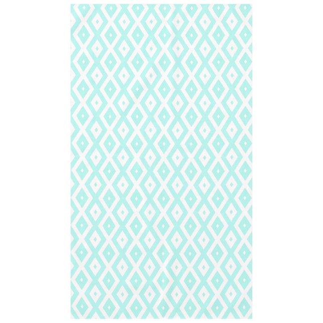 Turquoise and white diamond pattern tablecloth (Front)