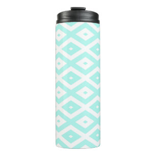 Turquoise and white diamond pattern thermal tumbler