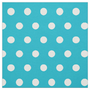 Turquoise and white polkadots pattern hobby fabric