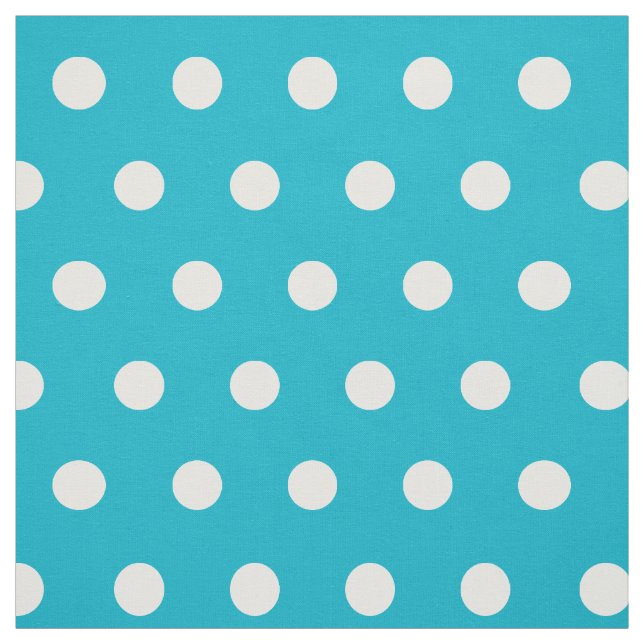 Turquoise and white polkadots pattern hobby fabric (Swatch)