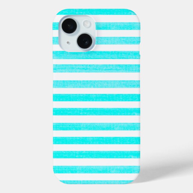 Turquoise and White Stripe Case-Mate iPhone Case (Back)