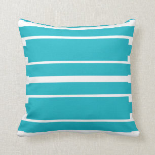 Turquoise and White Stripe Nautical Summer Cushion