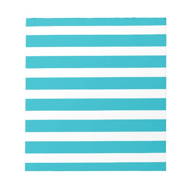 Turquoise and White Stripe Nautical Summer Notepad (Front)