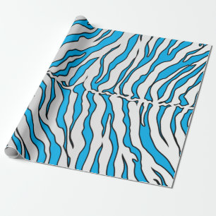 Turquoise And White Tiger Stripes Animal Print Wrapping Paper