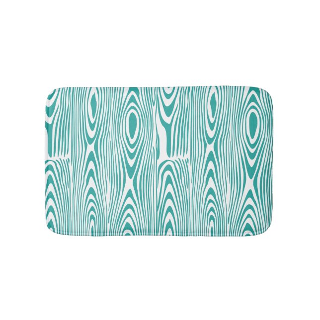 Turquoise And White Wooden Rings Bath Mat (Front)