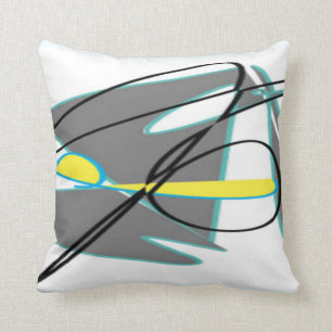 Turquoise and yellow abstract cushion