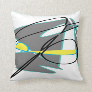 Turquoise and yellow abstract cushion