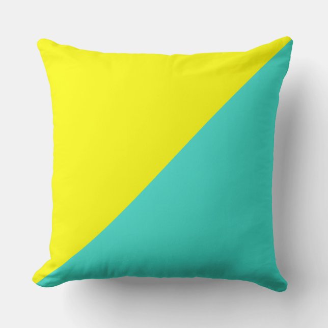 Turquoise and Yellow Solid Colour Background Cushion (Front)